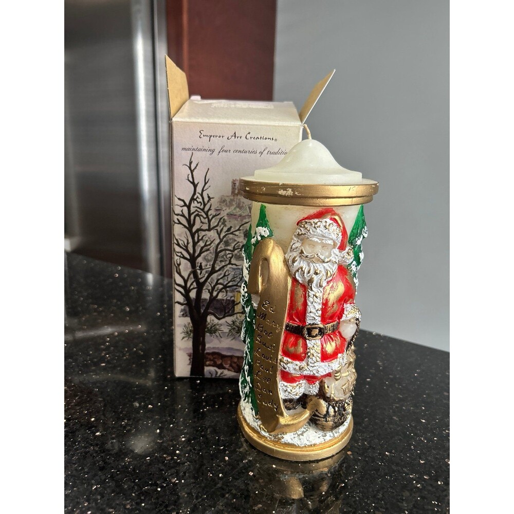 Vintage Emperor Art Creation Christmas Candle Santa 9" New Never Burned
